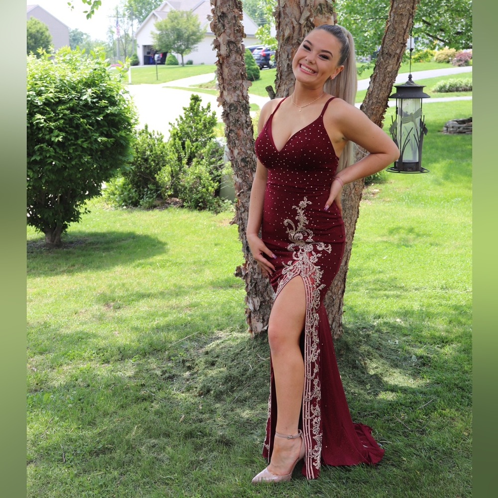 Maroon, Renaissance collection, prom or formal press!